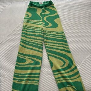 Green and Yellow Knit Pants
